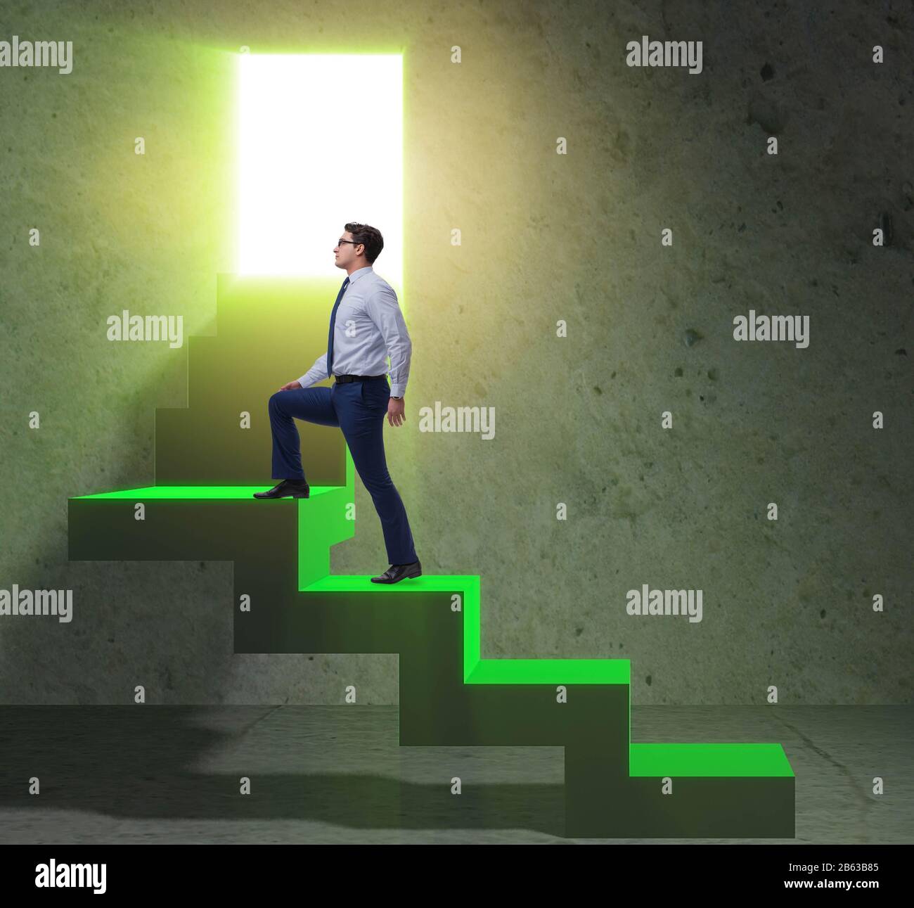 The young businessman climbing career ladder Stock Photo - Alamy