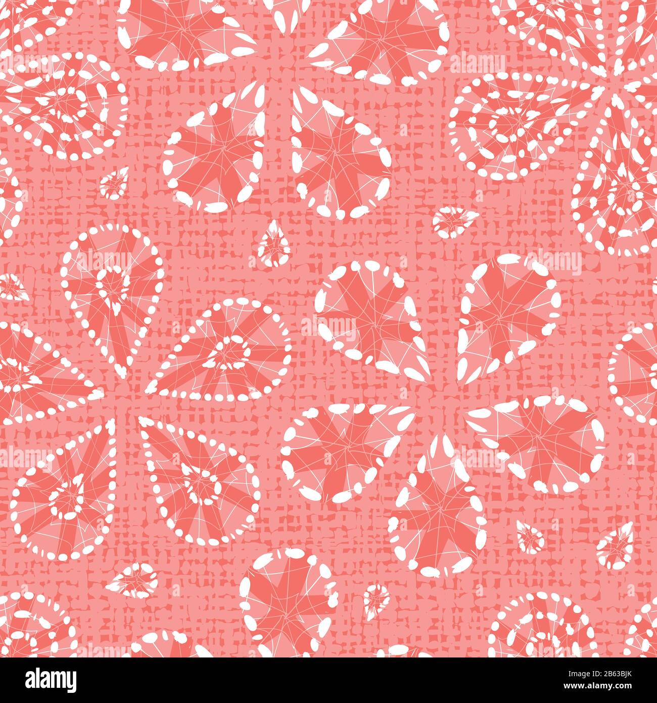 Vector red shibori floral pattern with canvas background. Suitable for