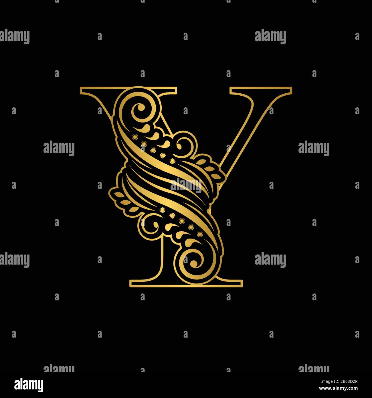 Gold Letter Y Vintage Golden Flower Ornament Initial Letters Alphabet Logo Vector Stock Vector Image Art Alamy
