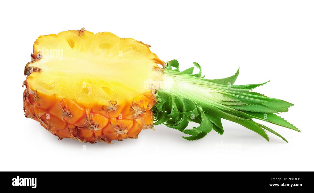 pineapple half isolated on white background with clipping path and full ...