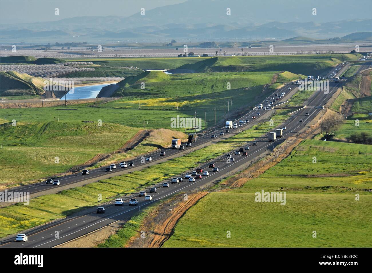 Interstate Highway I5 in central valley of CA traffic, California