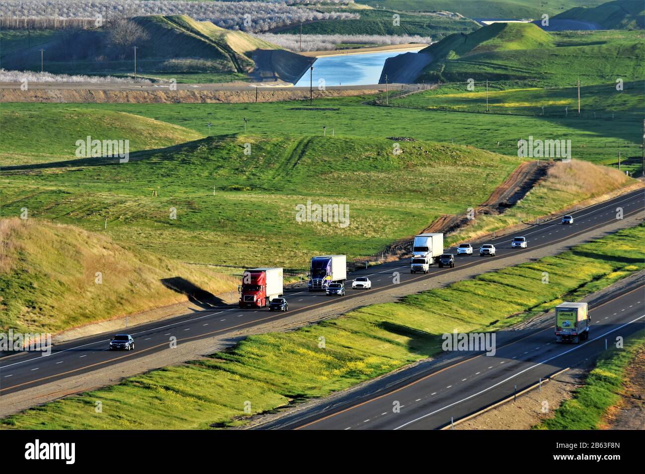 Interstate Highway I5 in central valley of CA traffic, California