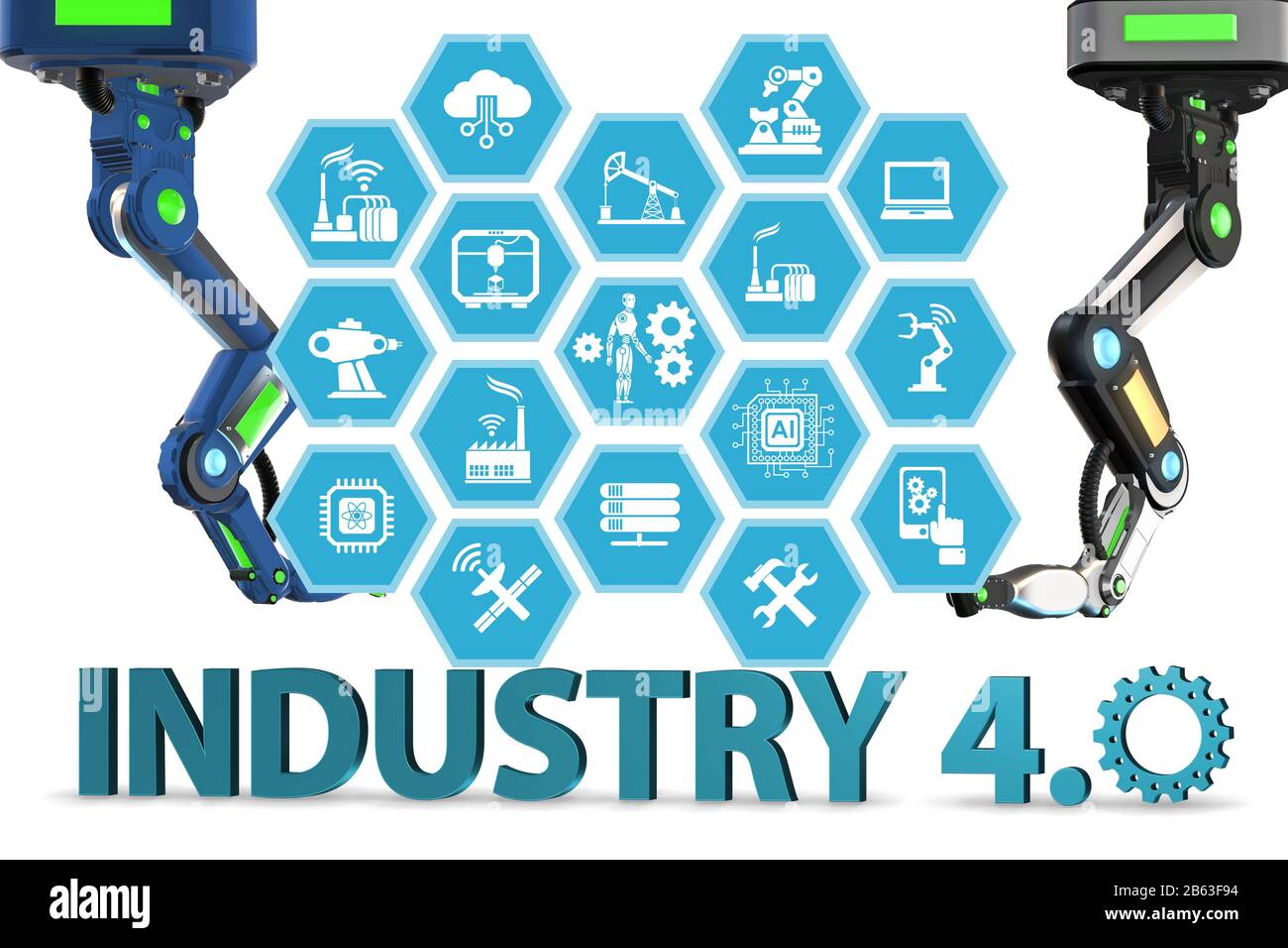 Industry 4.0 concept with various stages - 3d rendering Stock Photo - Alamy
