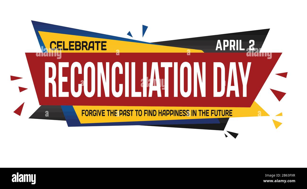 Reconciliation day banner design on white background, vector