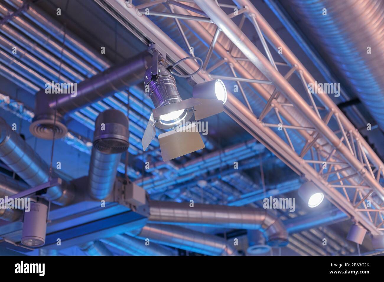 Industrial lighting system of modern building Stock Photo
