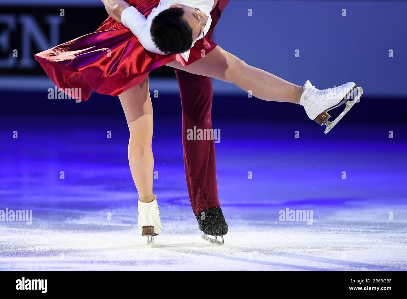 Miku MAKITA & Tyler GUNARA from Canada, during the Exhibition Gala at the ISU World Junior Figure Skating Championships 2020 at Tondiraba Ice Hall, on March 08, 2020 in Tallinn, Estonia. Credit: Raniero Corbelletti/AFLO/Alamy Live News Stock Photo