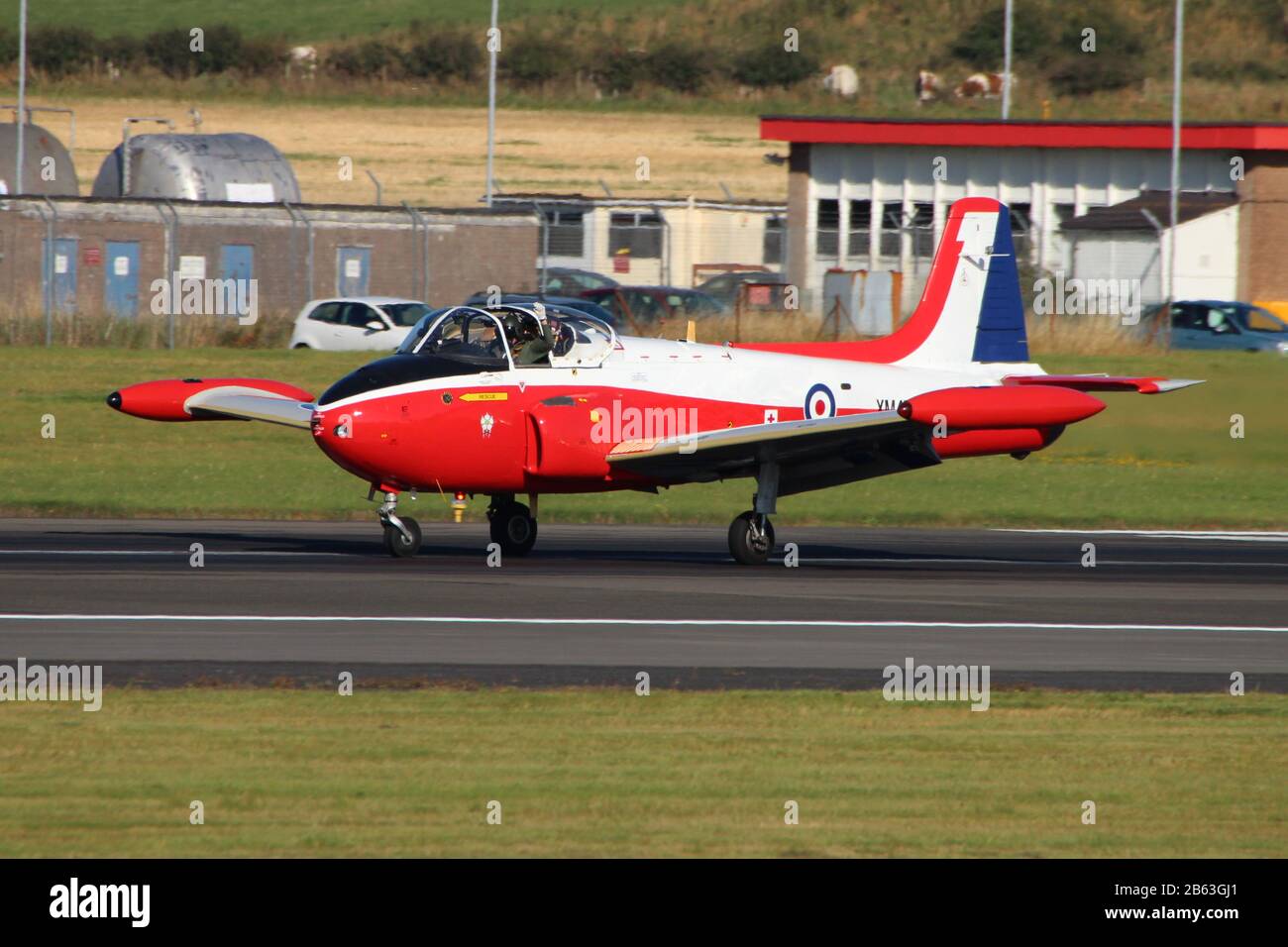 G-BVEZ, a privately-owned BAC Jet Provost T3A (formerly XM479 in the Royal Air Force), at Prestwick Airport during the Scottish Airshow in 2014. Stock Photo