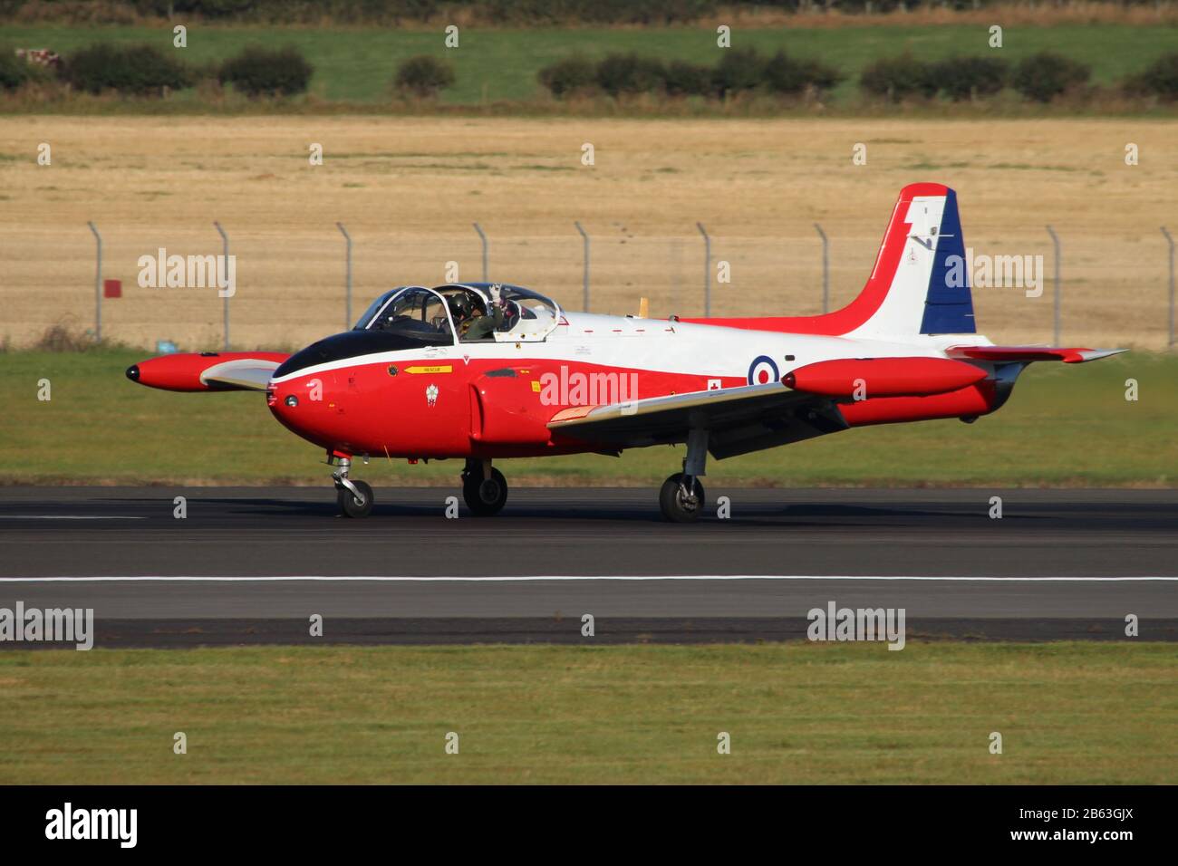 G-BVEZ, a privately-owned BAC Jet Provost T3A (formerly XM479 in the Royal Air Force), at Prestwick Airport during the Scottish Airshow in 2014. Stock Photo