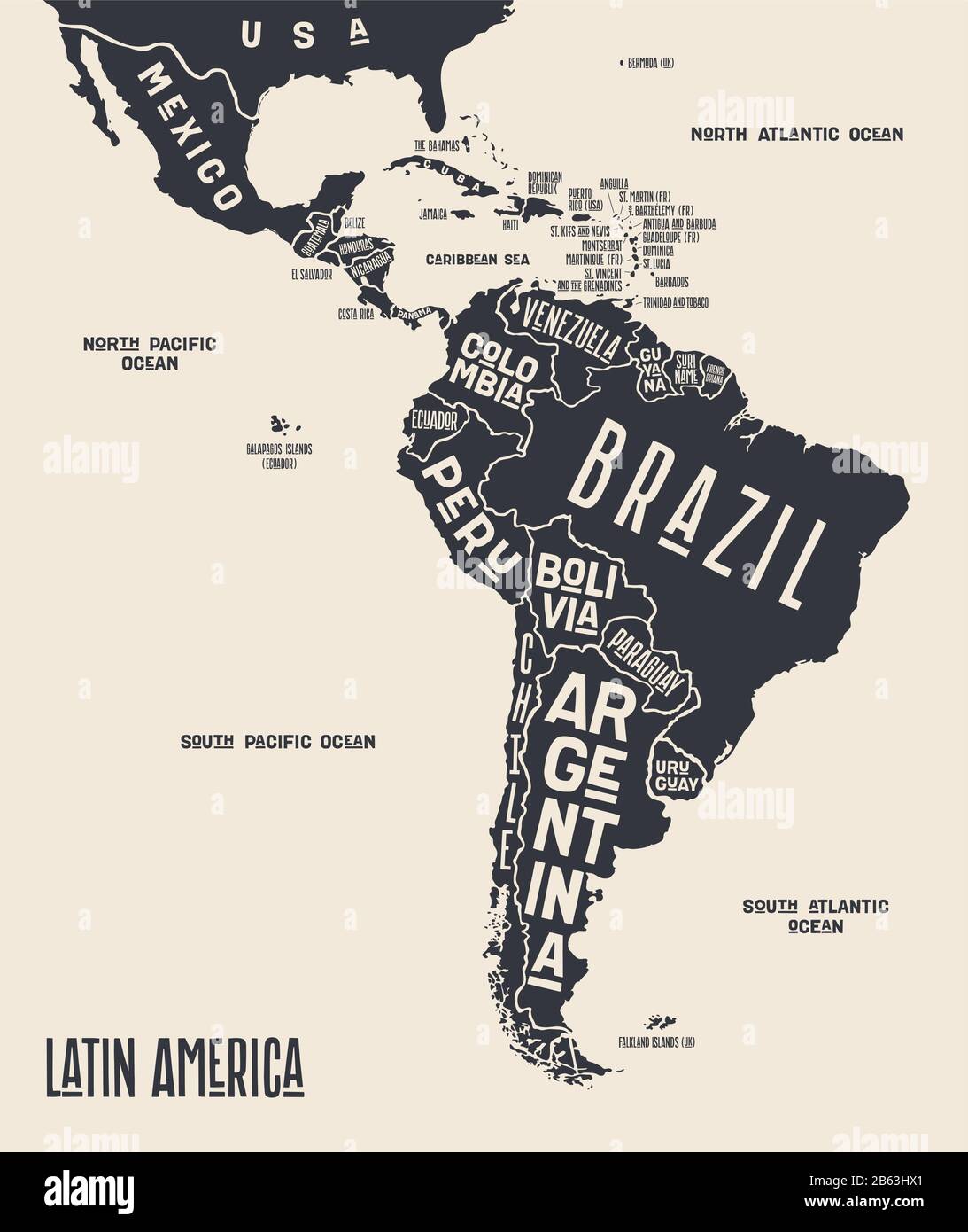 Map Latin America Poster Map Of Latin America Stock Vector Image And Art