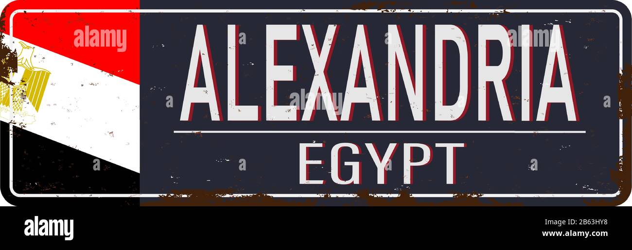 Alexandria road sign isolated on white background. Stock Vector