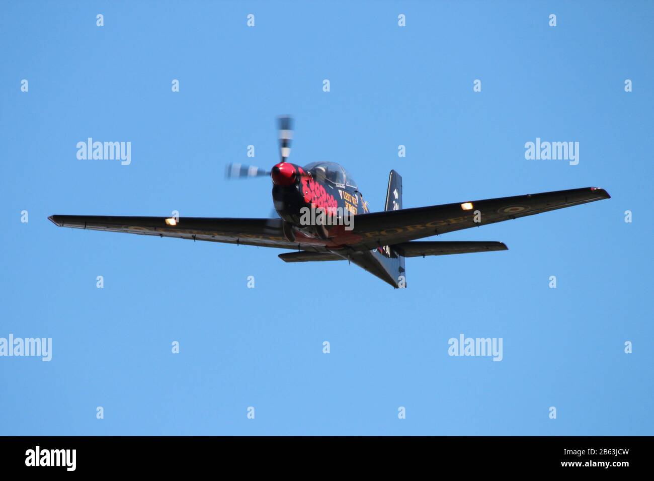 ZF244, a Shorts Tucano T1 operated by the Royal Air Force's Tucano Display Team, at Prestwick Airport during the Scottish Airshow in 2014. Stock Photo