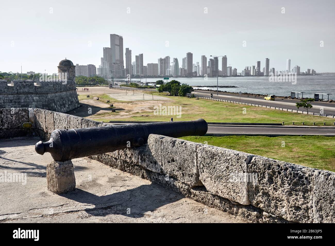 View of hi-rise developments from old city wall in Cartagena, Colombia Stock Photo