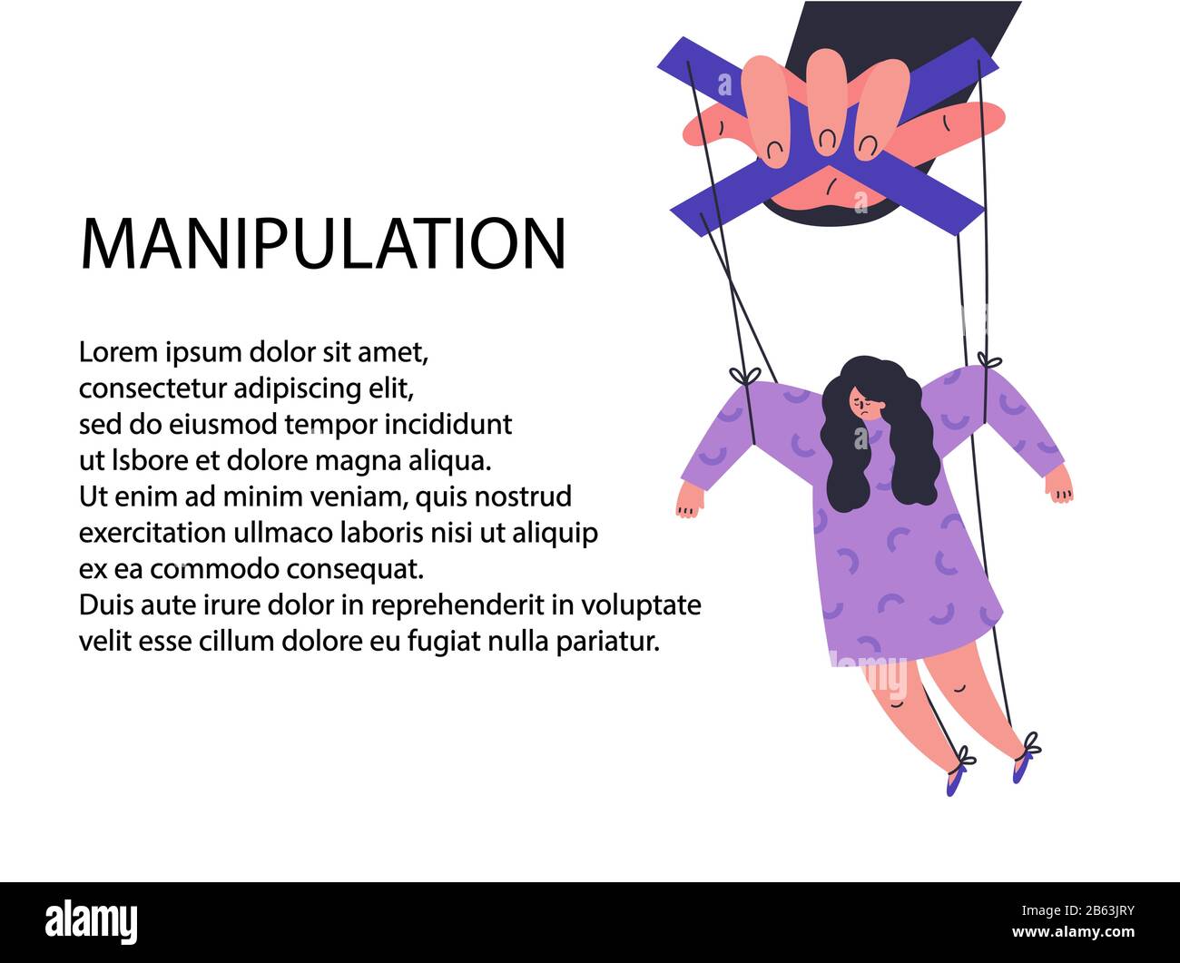 A man manipulates and abuses a woman.Toxic people Stock Vector