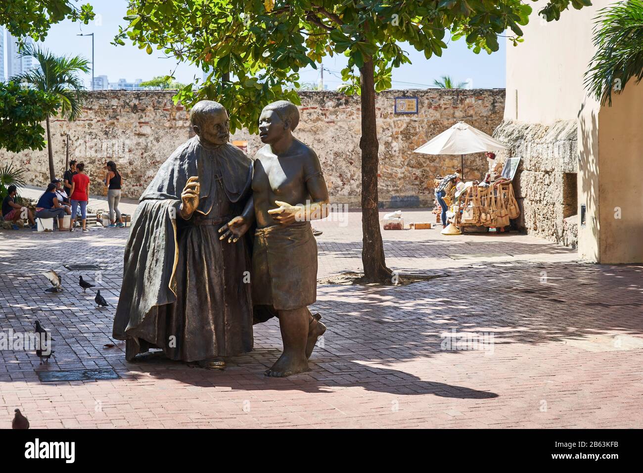 Statue of Saint Peter Claver in Cartagena, Colombia Stock Photo