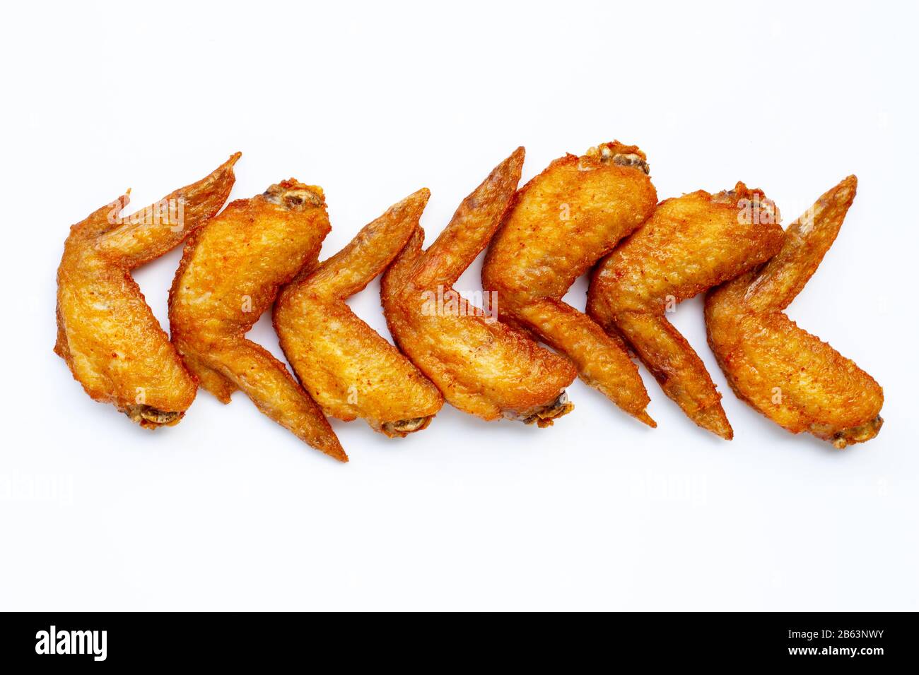 Fried chicken wings on white background. Stock Photo
