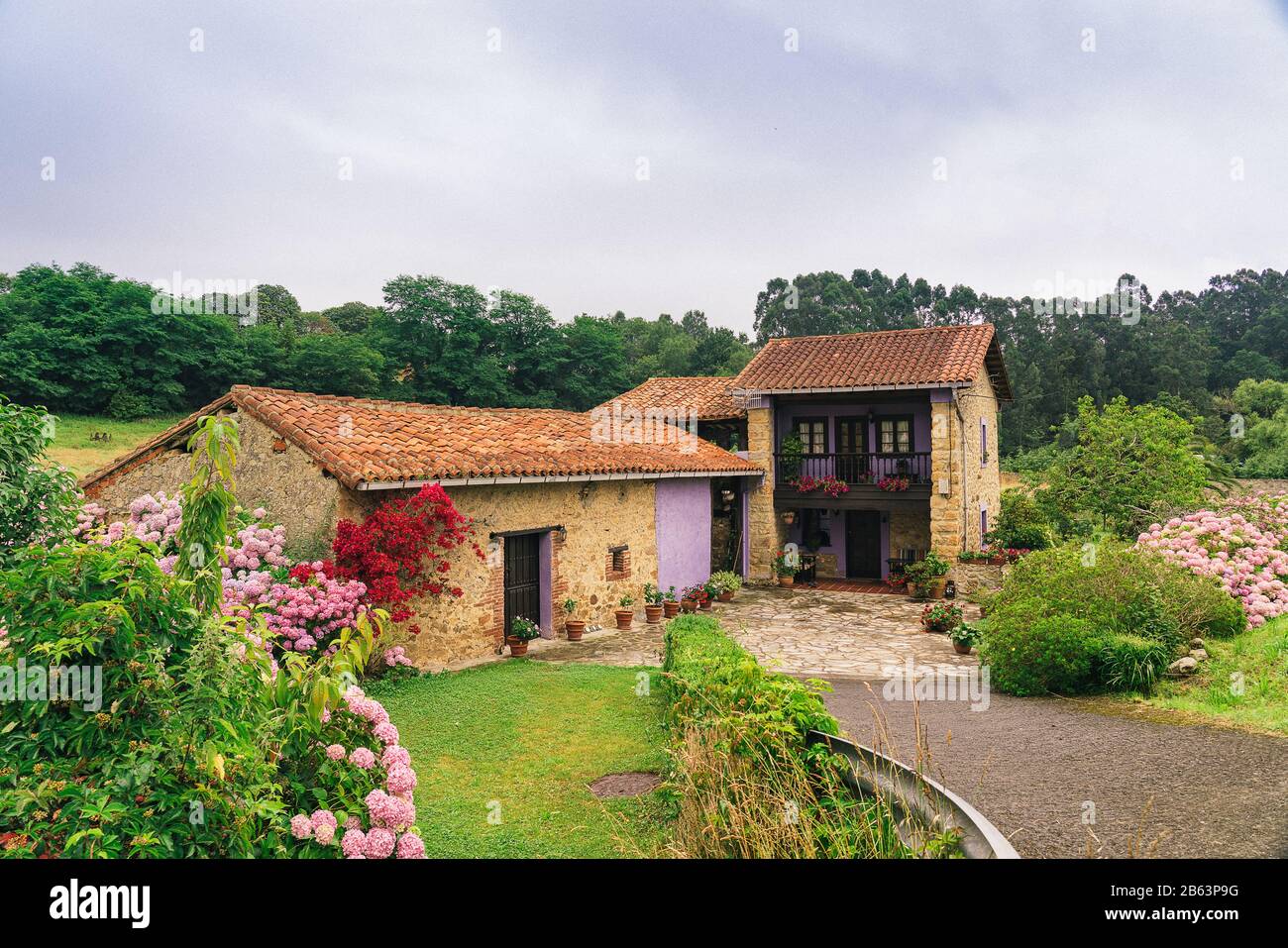 Typical asturian house in a small village. Asturias, Spain Stock Photo