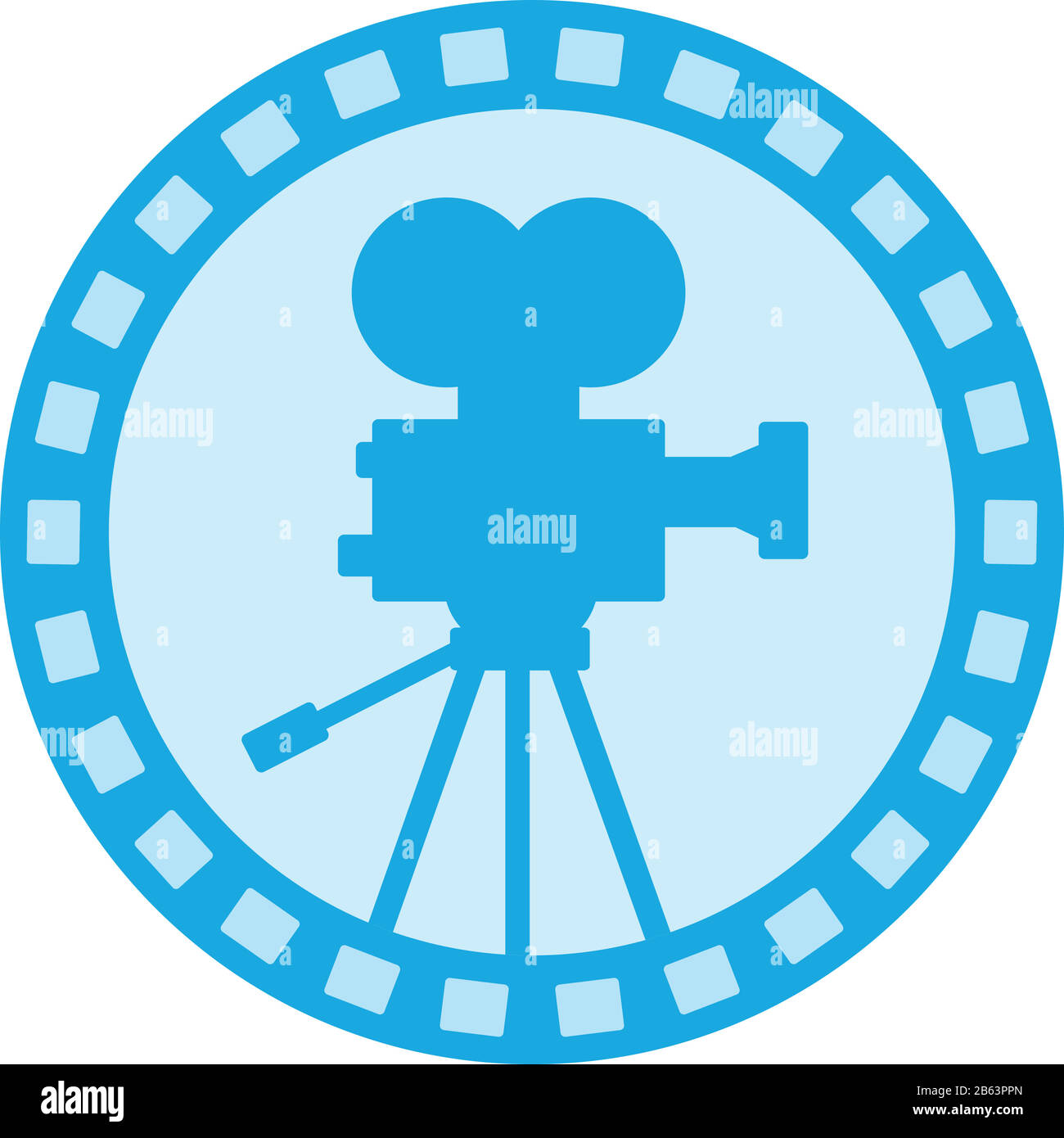 Icon illustration of avintage film video camera set inside circle with ...