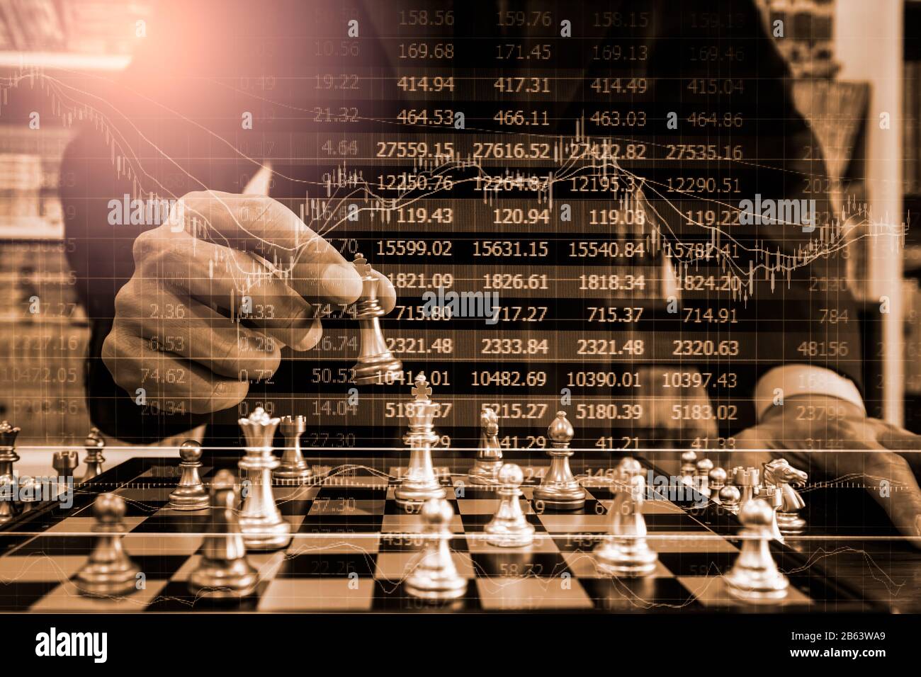 chess game on board indicators chart forex and graph stock market finance  investment business digital marketing finance concept Stock Photo - Alamy