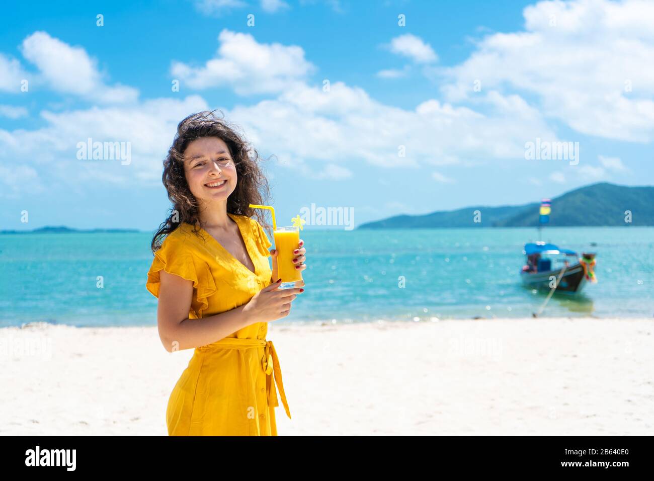 yellow dress beach