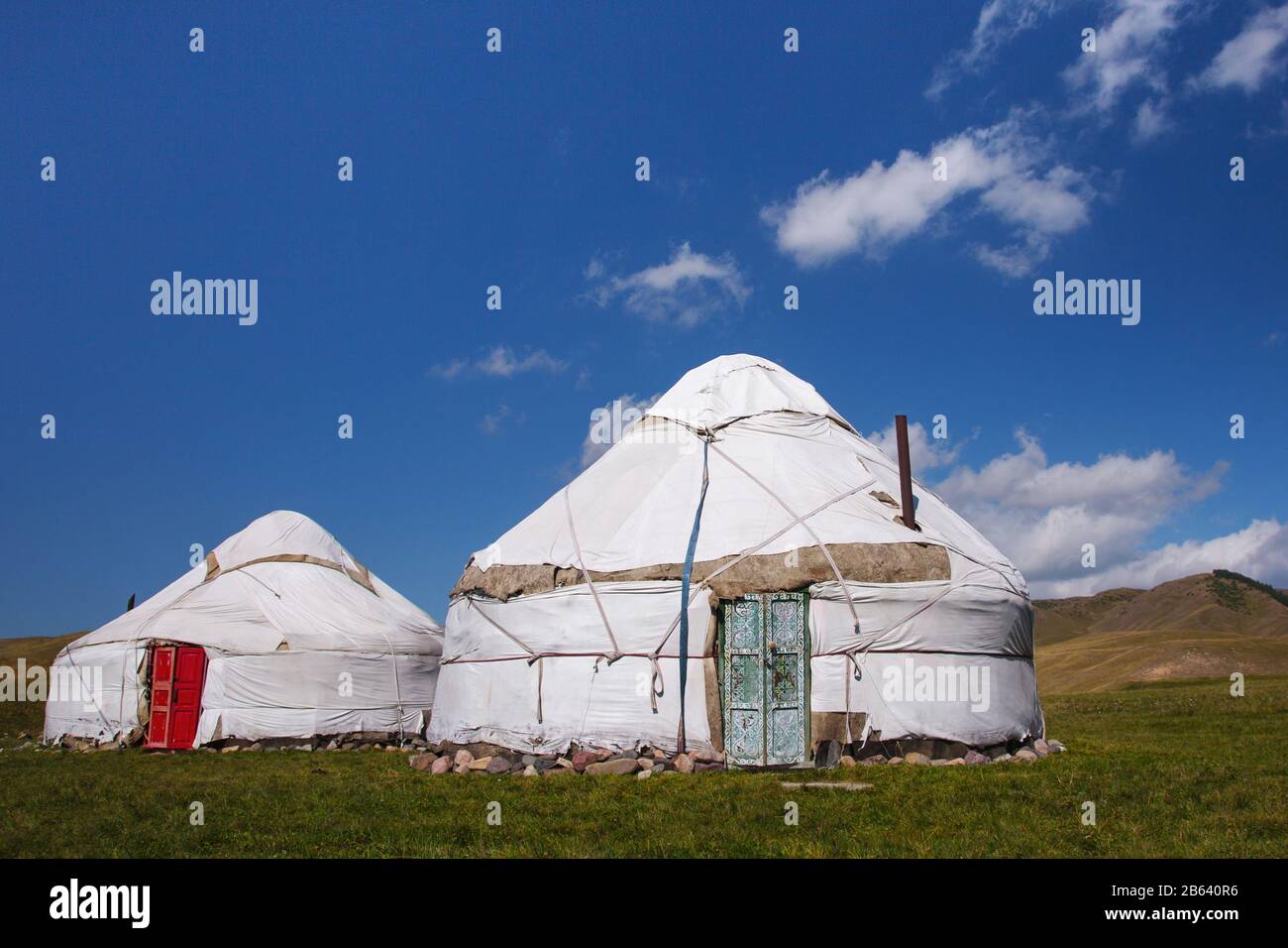 Yurts. National dwelling of nomadic peoples of Asia. Kazakhstan Stock Photo