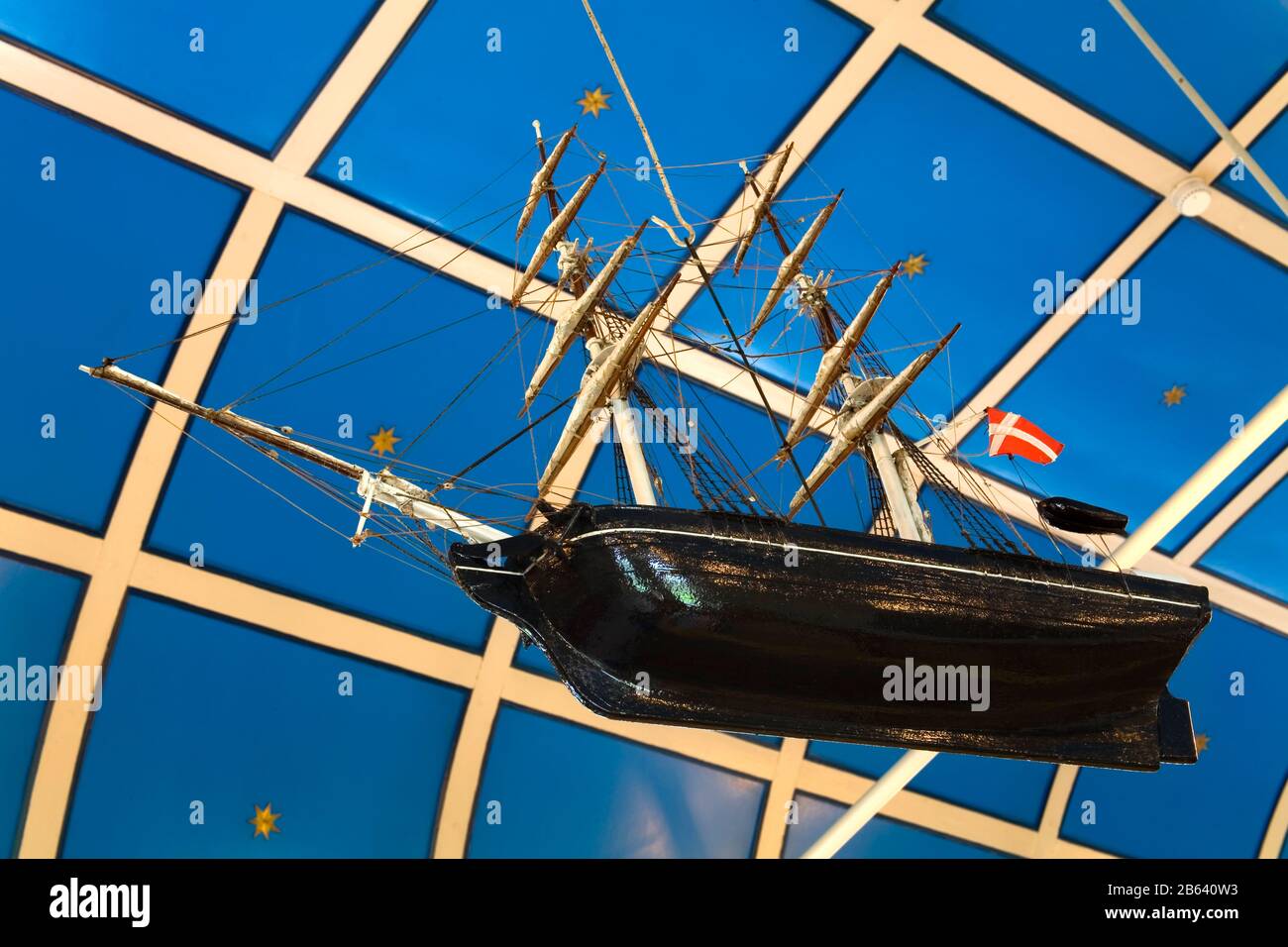 Model ship in Cathedral Havnar Kirkja, City of Torshavn, Faroe Islands
