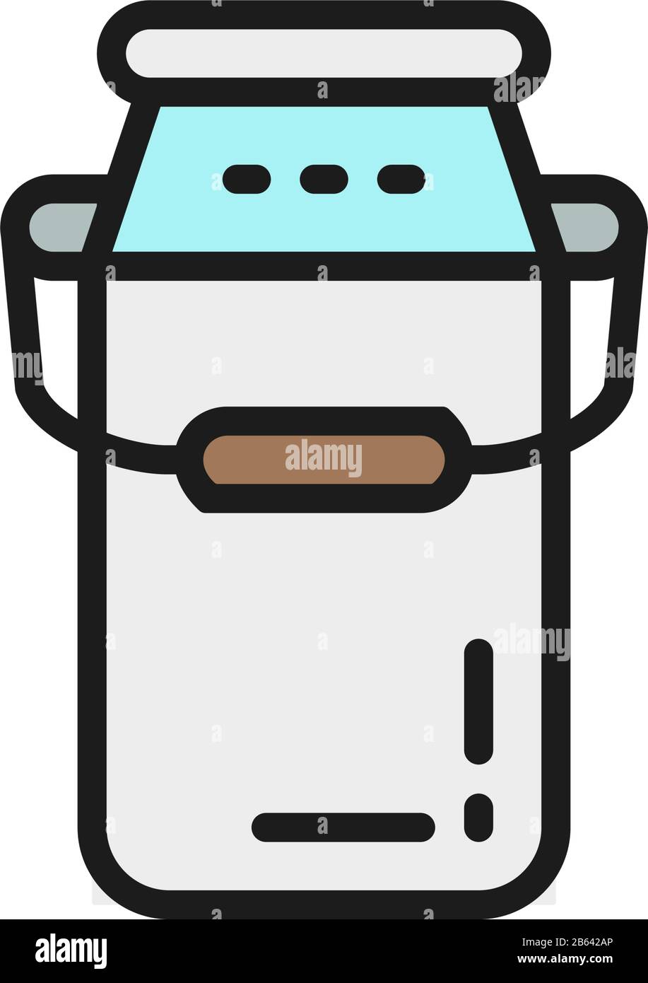 Can container for milk flat color line icon. Stock Vector