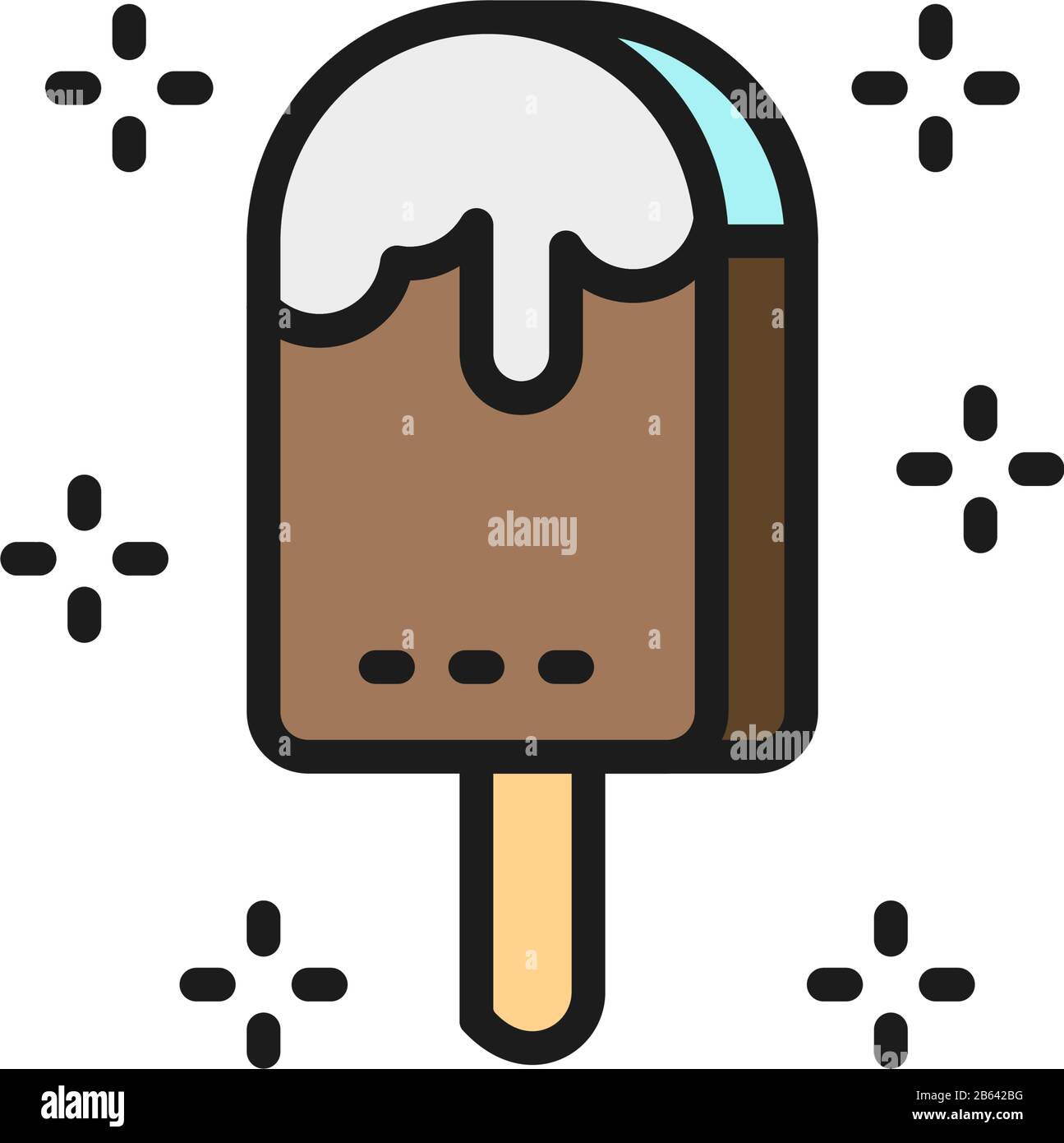Vector ice cream flat color line icon. Stock Vector