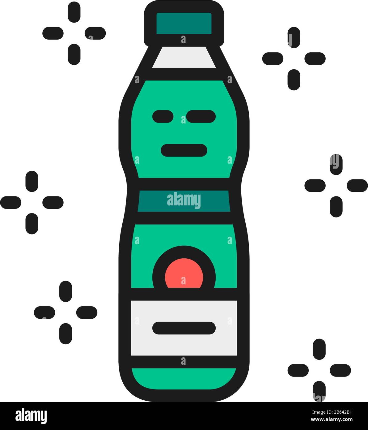Plastic water bottle flat color line icon. Stock Vector