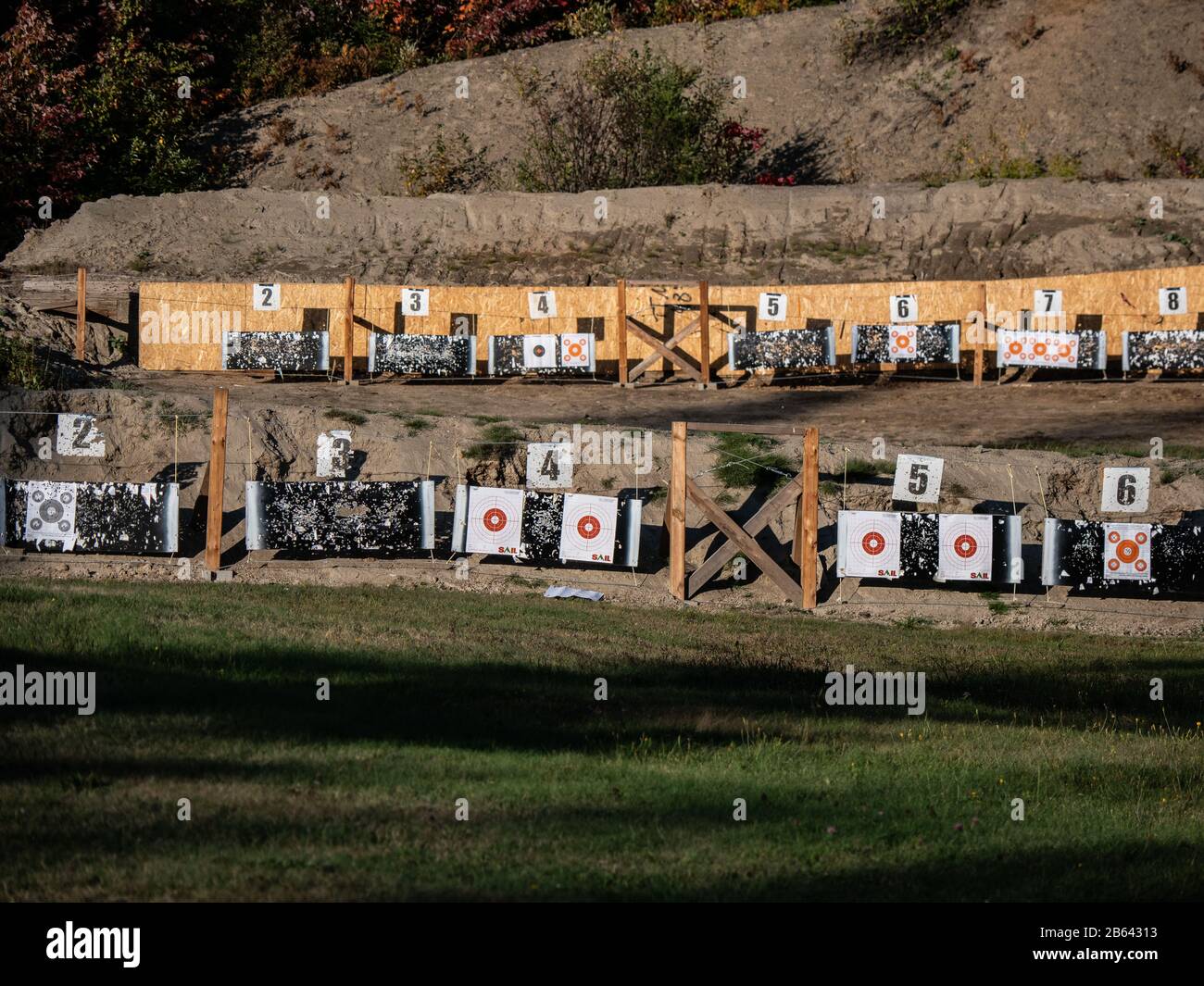 targets at shooting range, Quebec, Canada Stock Photo Alamy