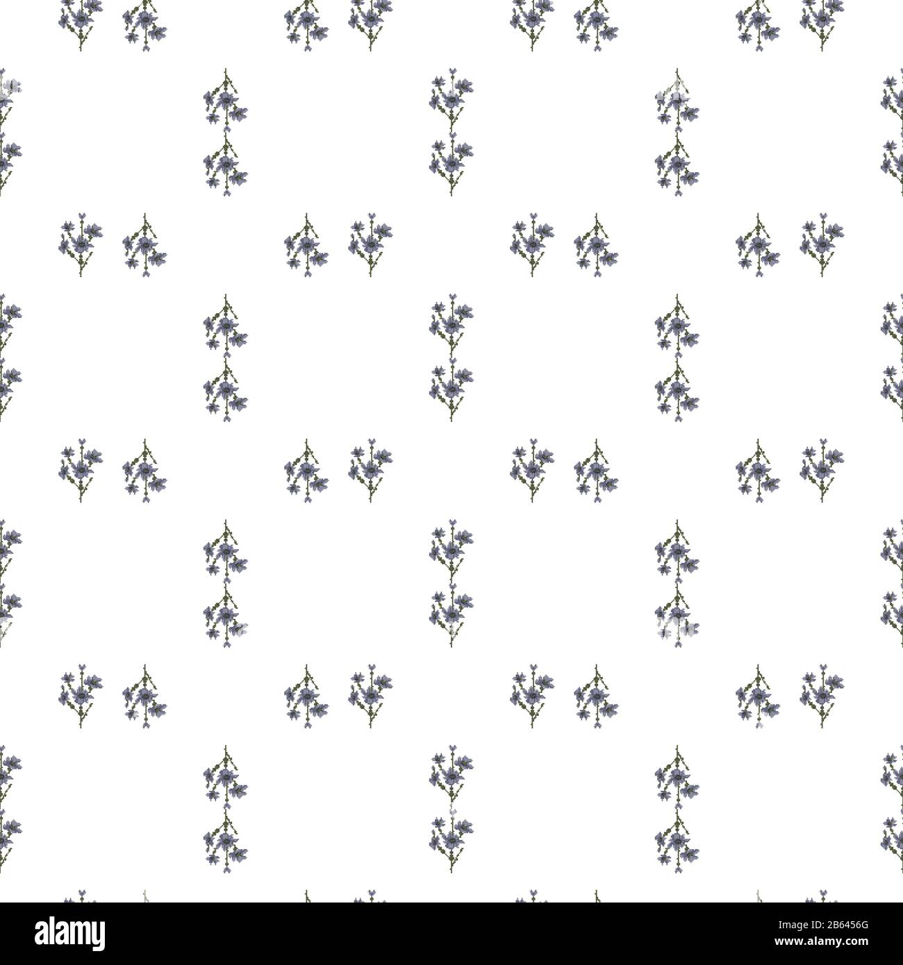 Hand embroidery style blue flowers seamless pattern Stock Vector Image ...