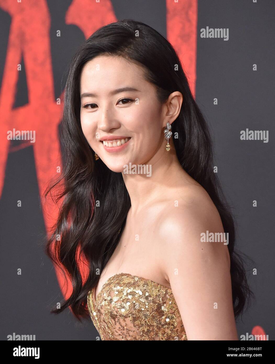 March 9, 2020, Hollywood, California, USA: Yifei Liu arrives for the premiere of the film â€˜Mulanâ€™ at the Dolby Theatre. (Credit Image: © Lisa O'Connor/ZUMA Wire) Stock Photo