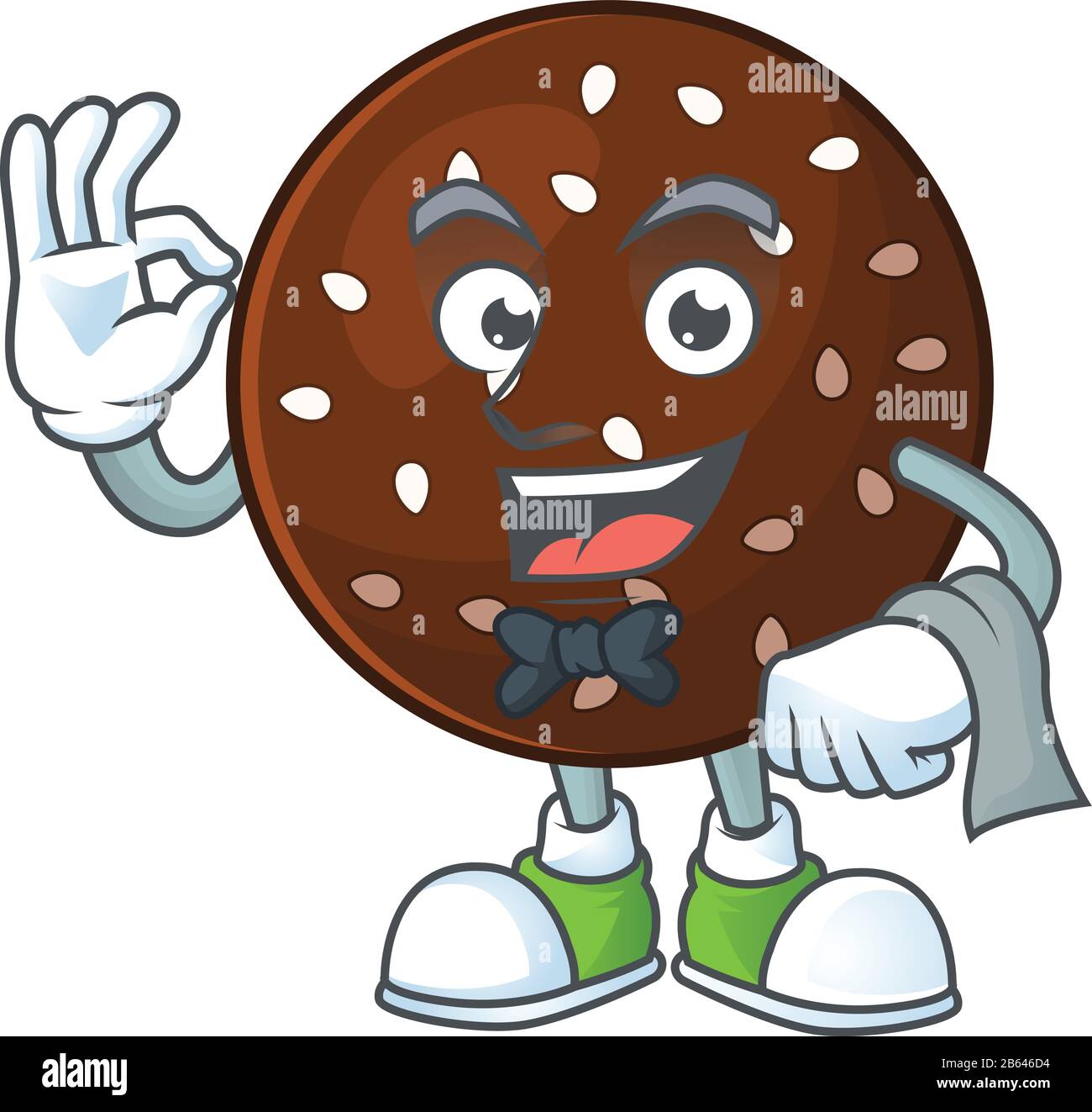 A character of chokladboll waiter working in the restaurant Stock Vector