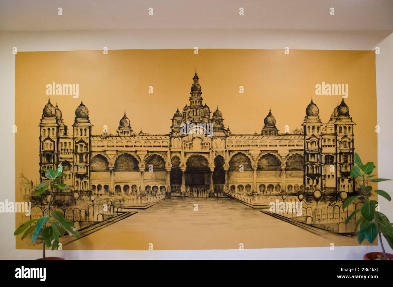 10 Nov 2019, Mysore, Karnataka, India. Black and White sketch of the