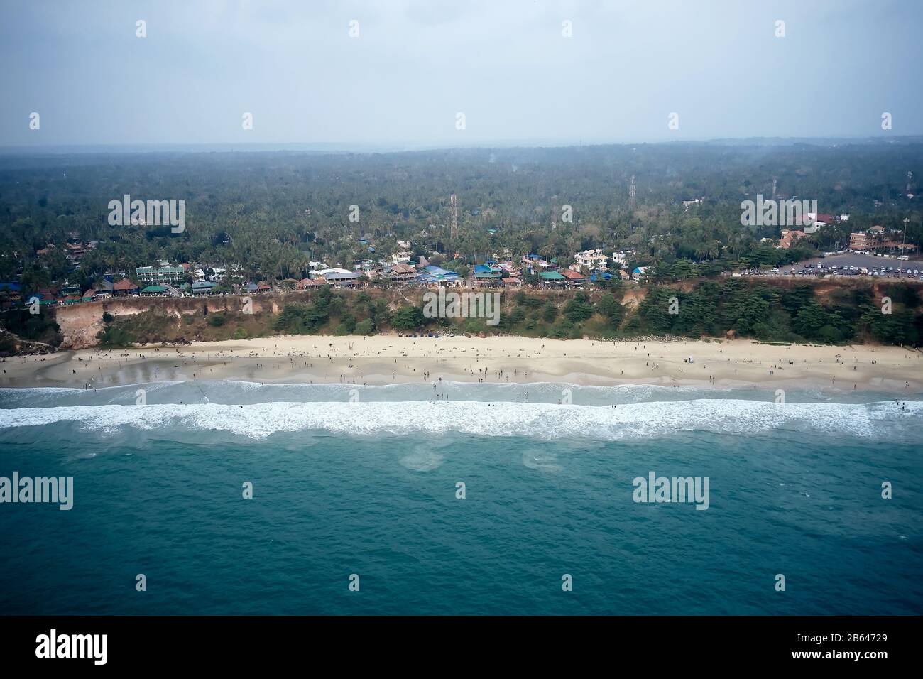 Aerial view of Varkala beach, Kerala. Stock Photo