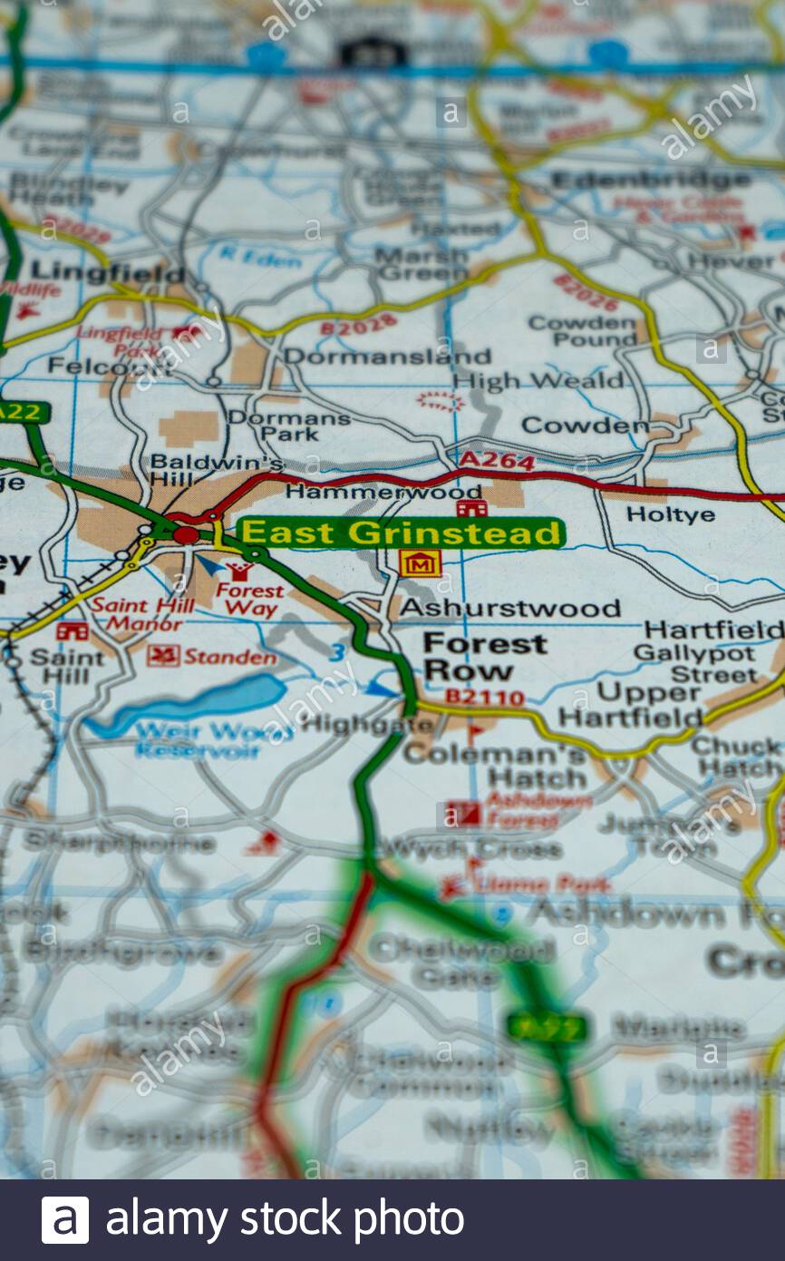 map of east grinstead East Grinstead Uk And Surrounding Areas Shown On A Road Map Or map of east grinstead