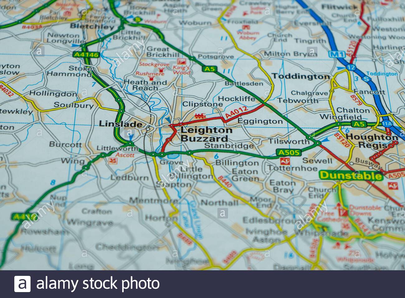 map of leighton buzzard Leighton Buzzard And Surrounding Areas Shown On A Road Map Or map of leighton buzzard