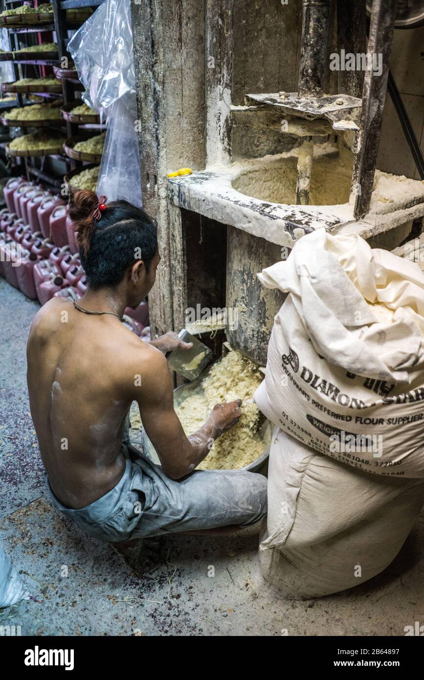 Noodle factory in the Yangon, Myanmar, Asia Stock Photo Alamy