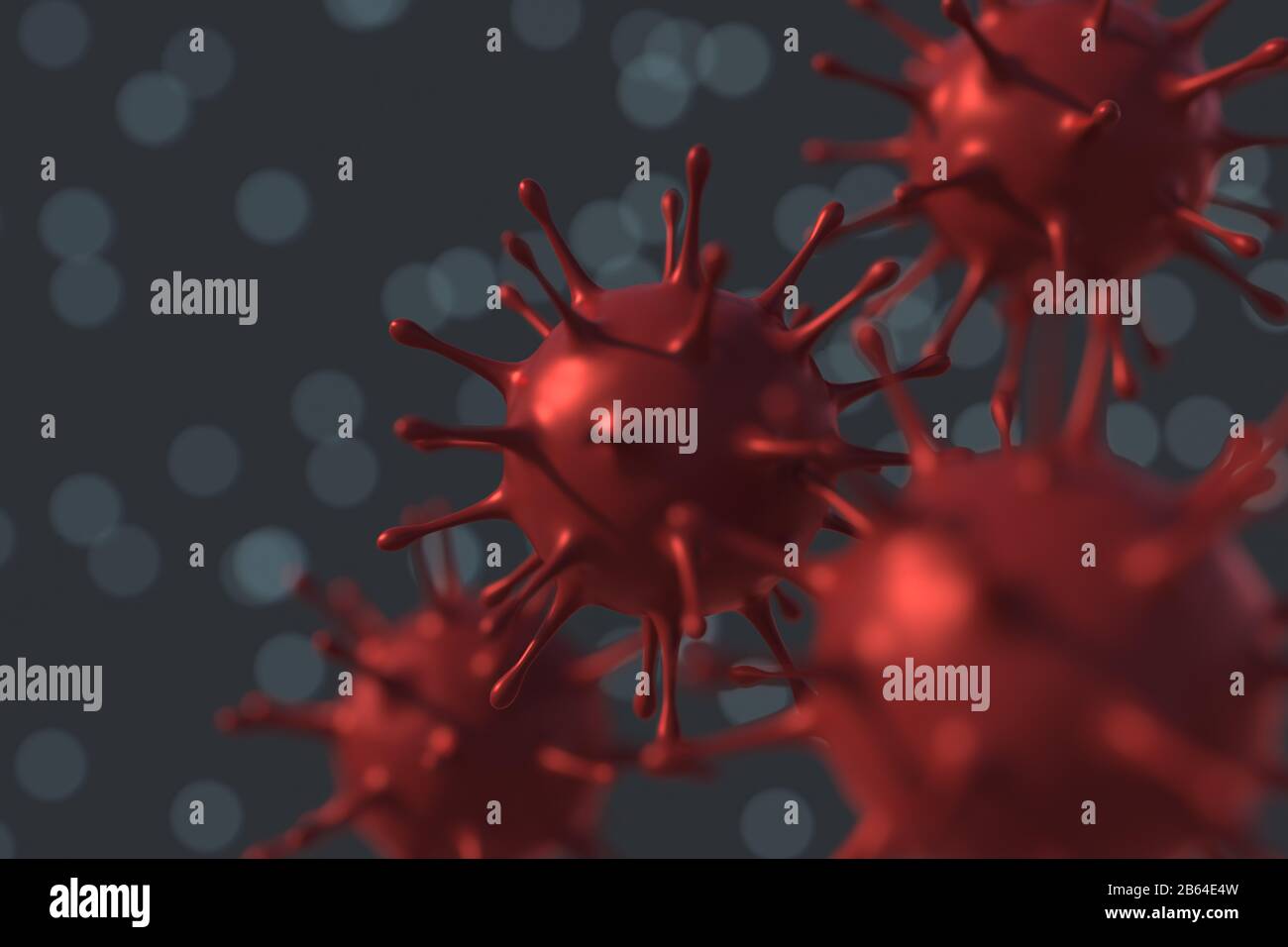 Medical 3d illustration infected with Coronavirus COVID-19, a respiratory cell virus influenza virus in China. Stock Photo