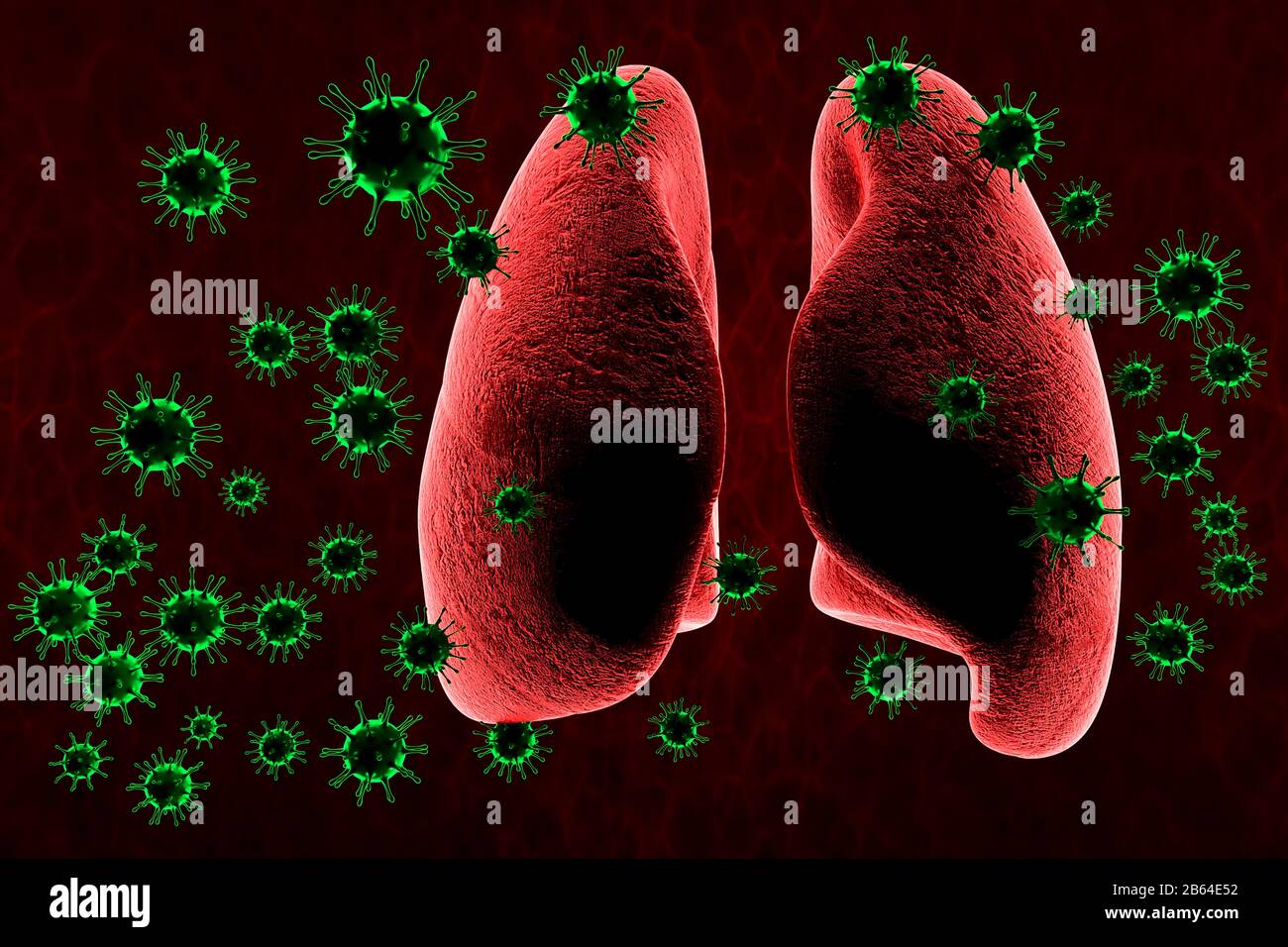 Medical 3d illustration infected with Coronavirus COVID-19, a respiratory cell virus influenza virus in China. Stock Photo