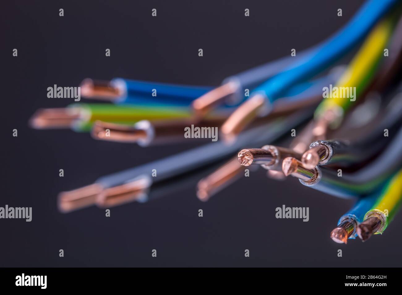 Group of colored electrical cables - studio shot. Stock Photo