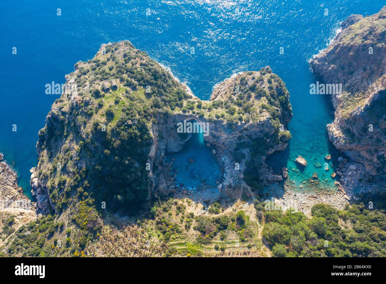 An aerial view of a natural paradise in Antalya, Turkey, called hole in the sea Stock Photo