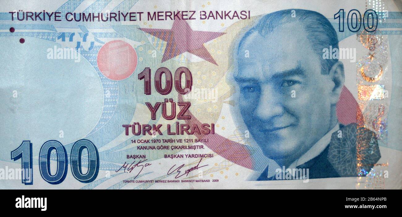100 Turkish Lirasi Banknote Turkey Stock Photo Alamy