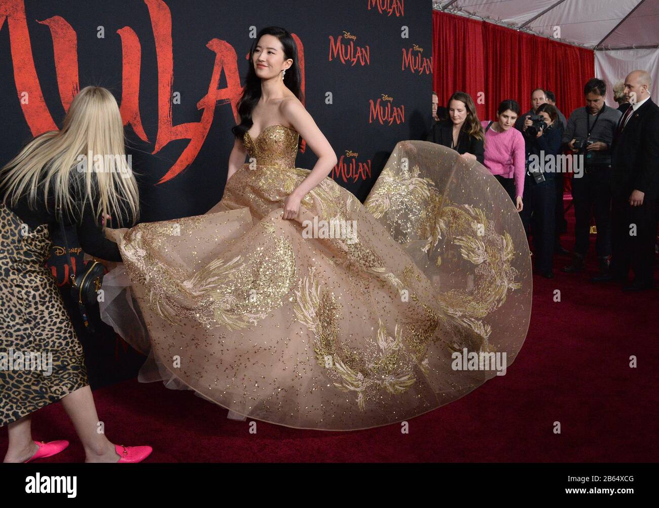 Los Angeles, United States. 9th Mar, 2020. Cast member Yifei Liu attends the premiere of the motion picture adventure drama 'Mulan' at the Dolby Theatre in the Hollywood section of Los Angeles on Monday, March 9, 2020. Storyline: A young Chinese maiden disguises herself as a male warrior in order to save her father. Photo by Jim Ruymen/UPI Credit: UPI/Alamy Live News Stock Photo