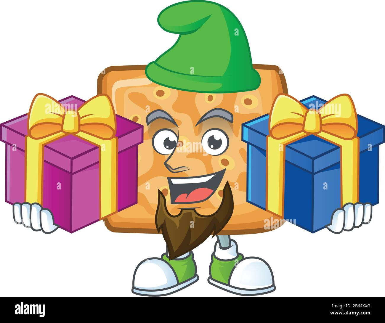 Funny face cartoon design of crackers with tongue out Stock Vector