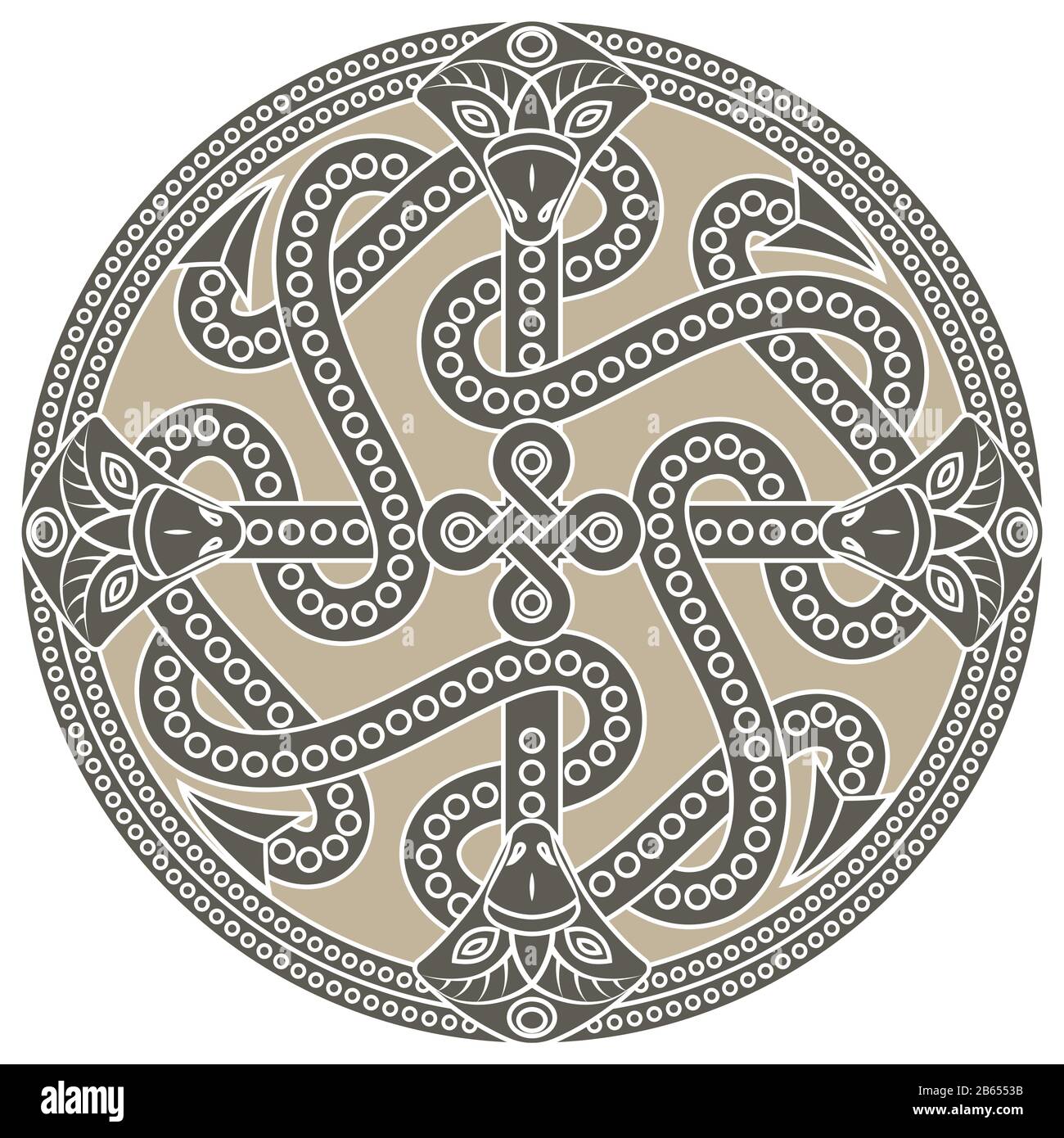 Ancient decorative dragon in celtic style, scandinavian knot-work illustration Stock Vector