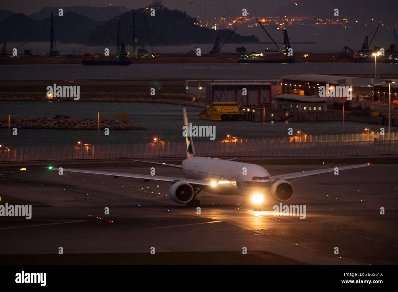 A Cathay Pacific Boeing 777 aircraft seen taxing at the Hong Kong International airportAirlines