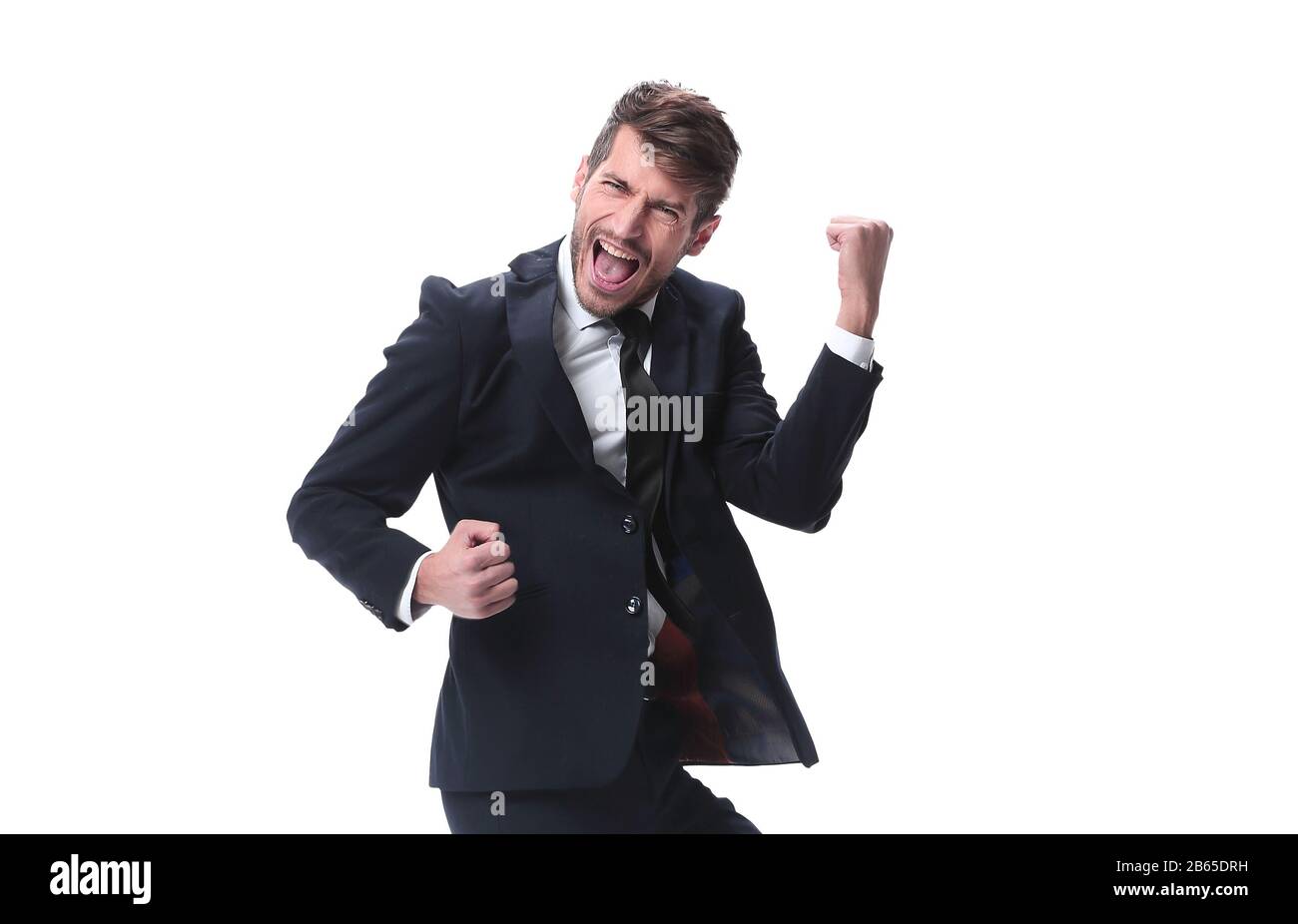 in full growth. happy young businessman. isolated on white Stock Photo ...