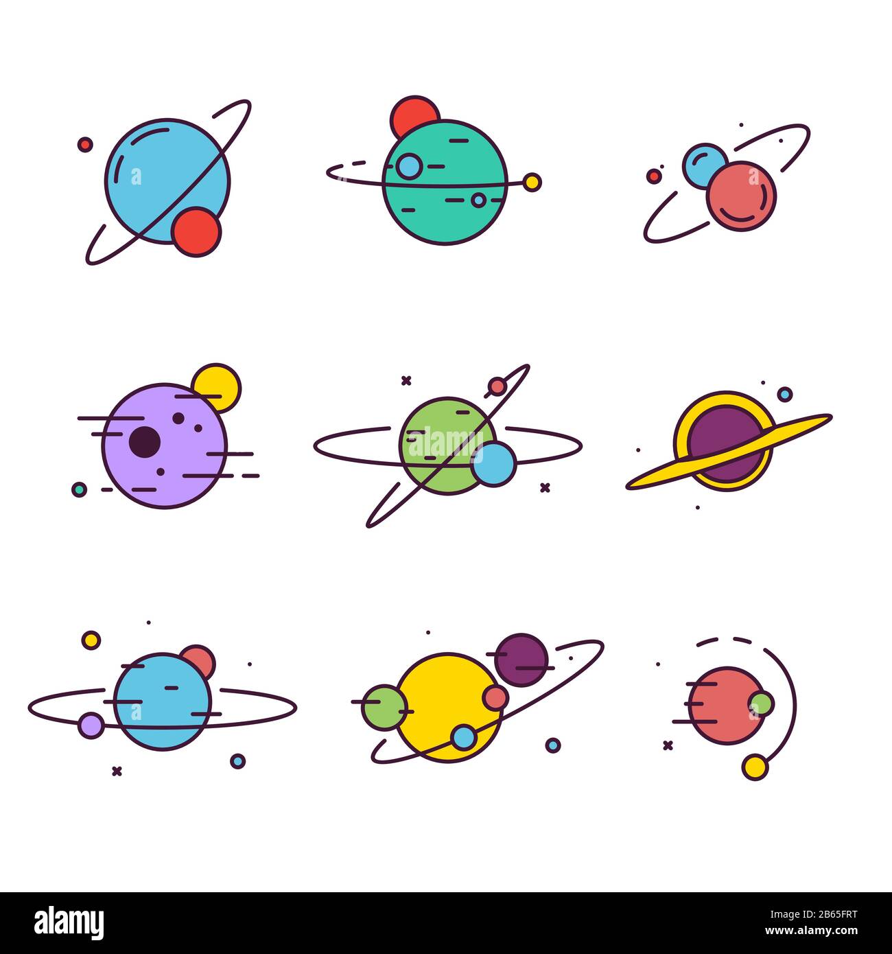 Set of extraterrestrial planets Stock Vector