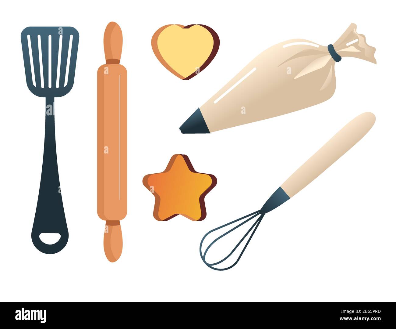 Baking tools, bakery items, cake decoration and cookies making Stock Vector