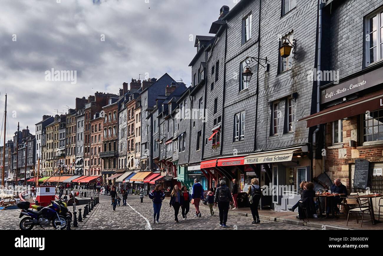 France,Typical half timbered Norman houses in Sainte Catherine quai of